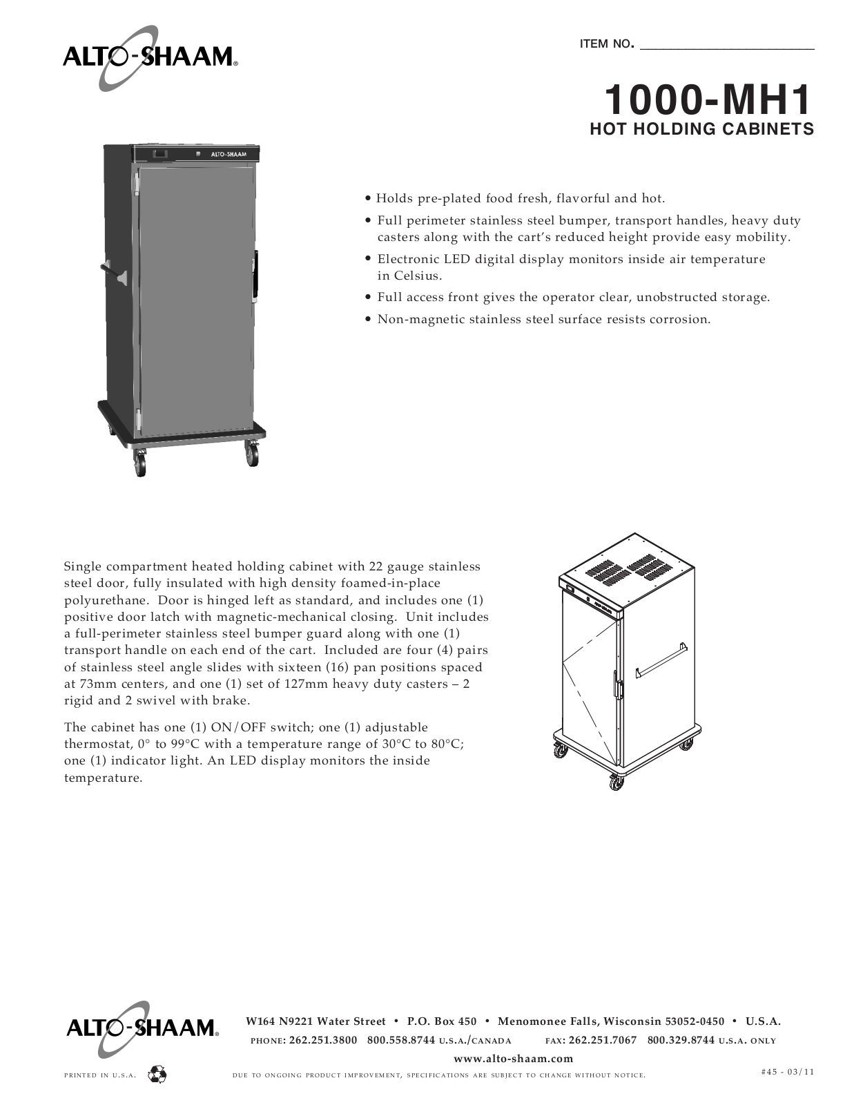 Alto Shaam 1000-MH1 User Manual