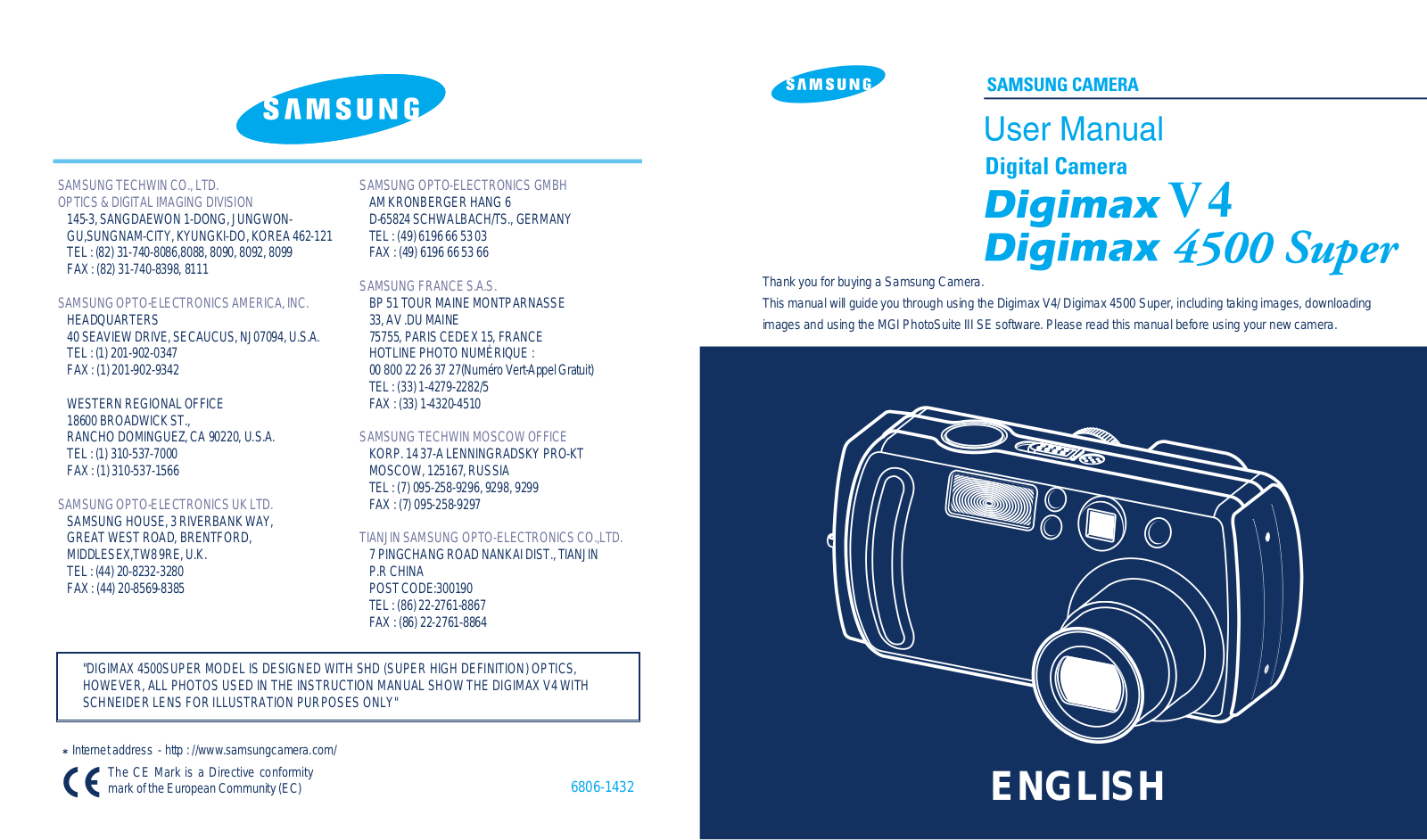 Samsung Digimax 4500 Super, Digimax V4 Owner Manual