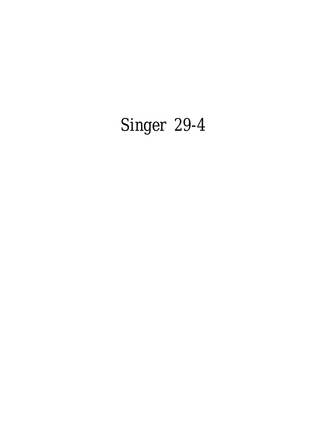 SINGER 29-4 Parts List