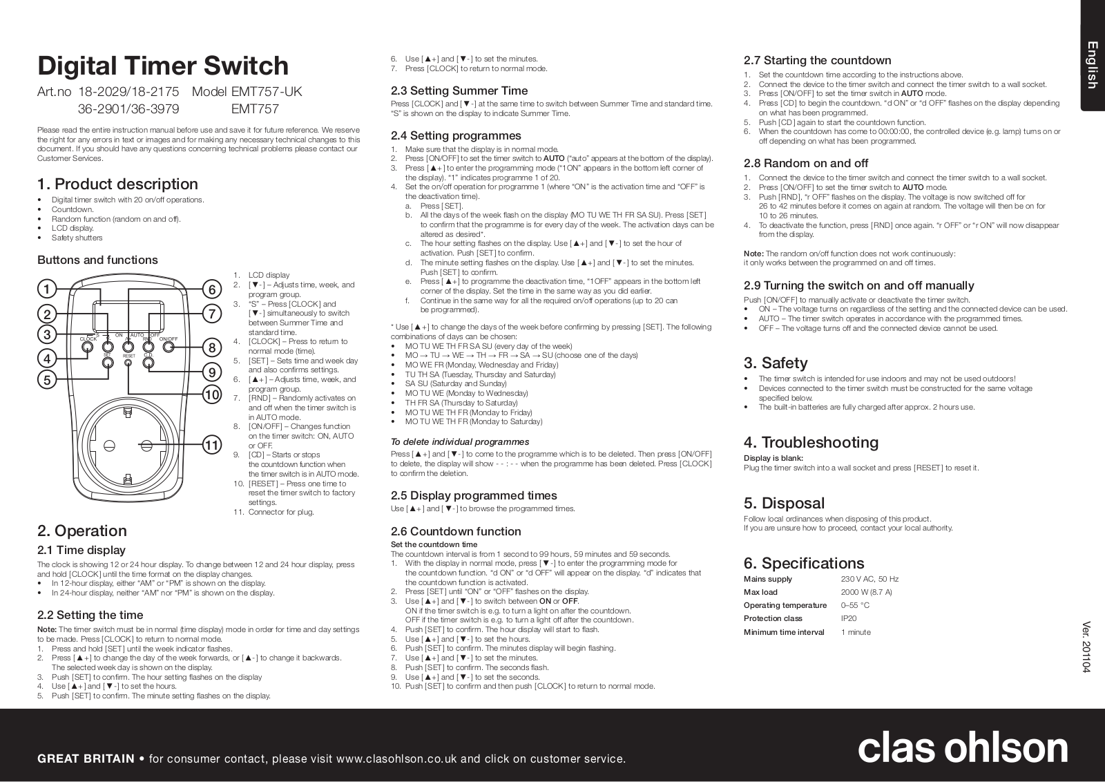 Clas Ohlson EMT757-UK, EMT757 User Manual