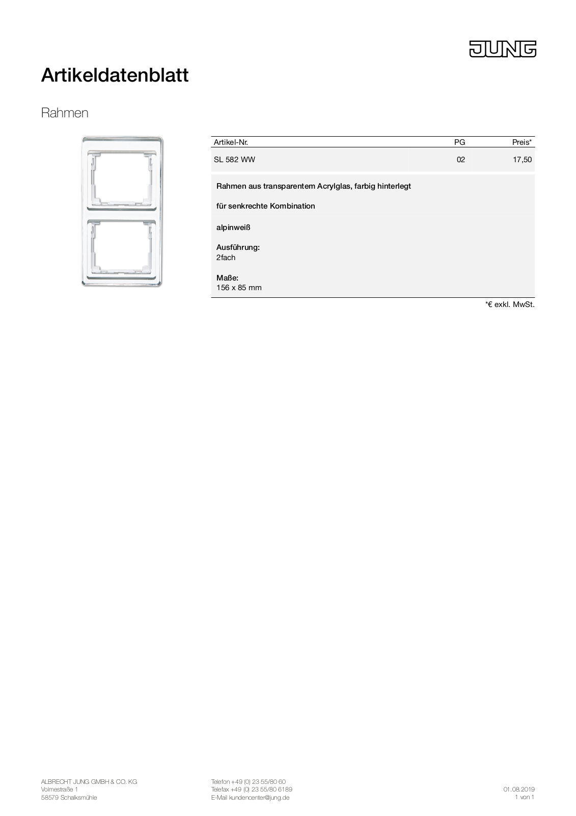 Jung SL 582 WW User Manual