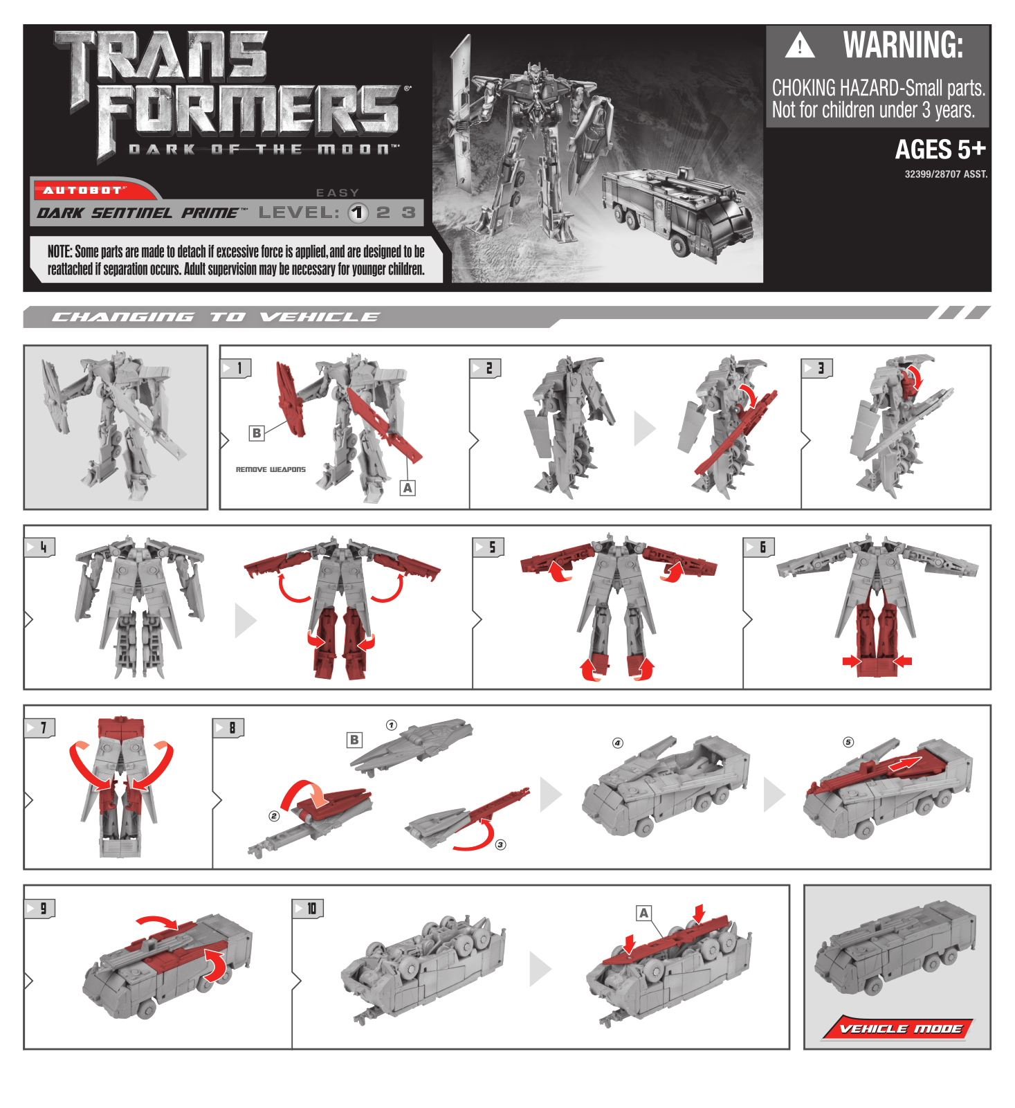 HASBRO Transformers DOTM Dark Sentinel Prime User Manual