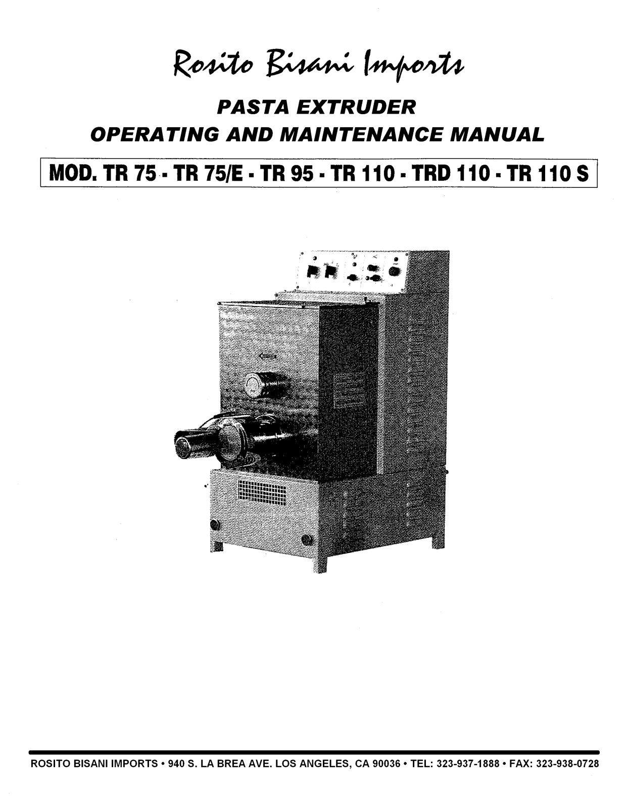 Rosito Basani TR110S Installation  Manual