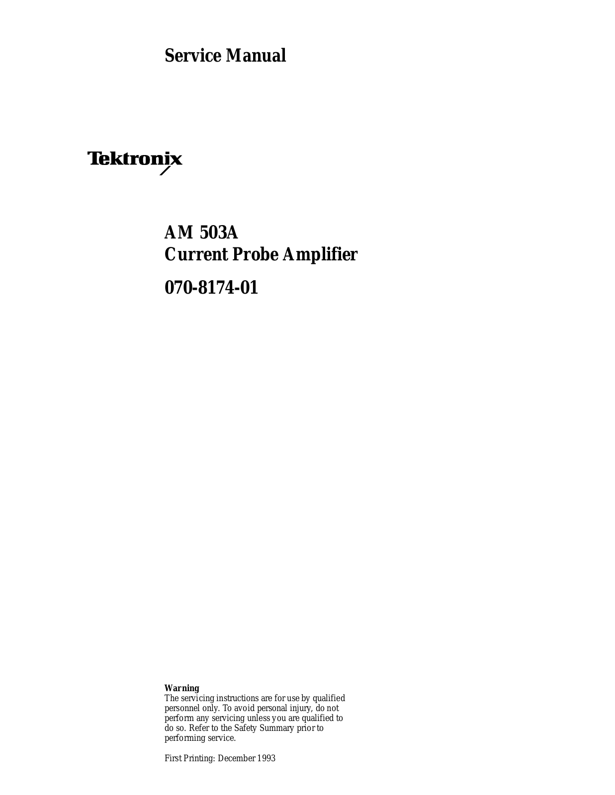 Tektronix AM 503A Service Manual