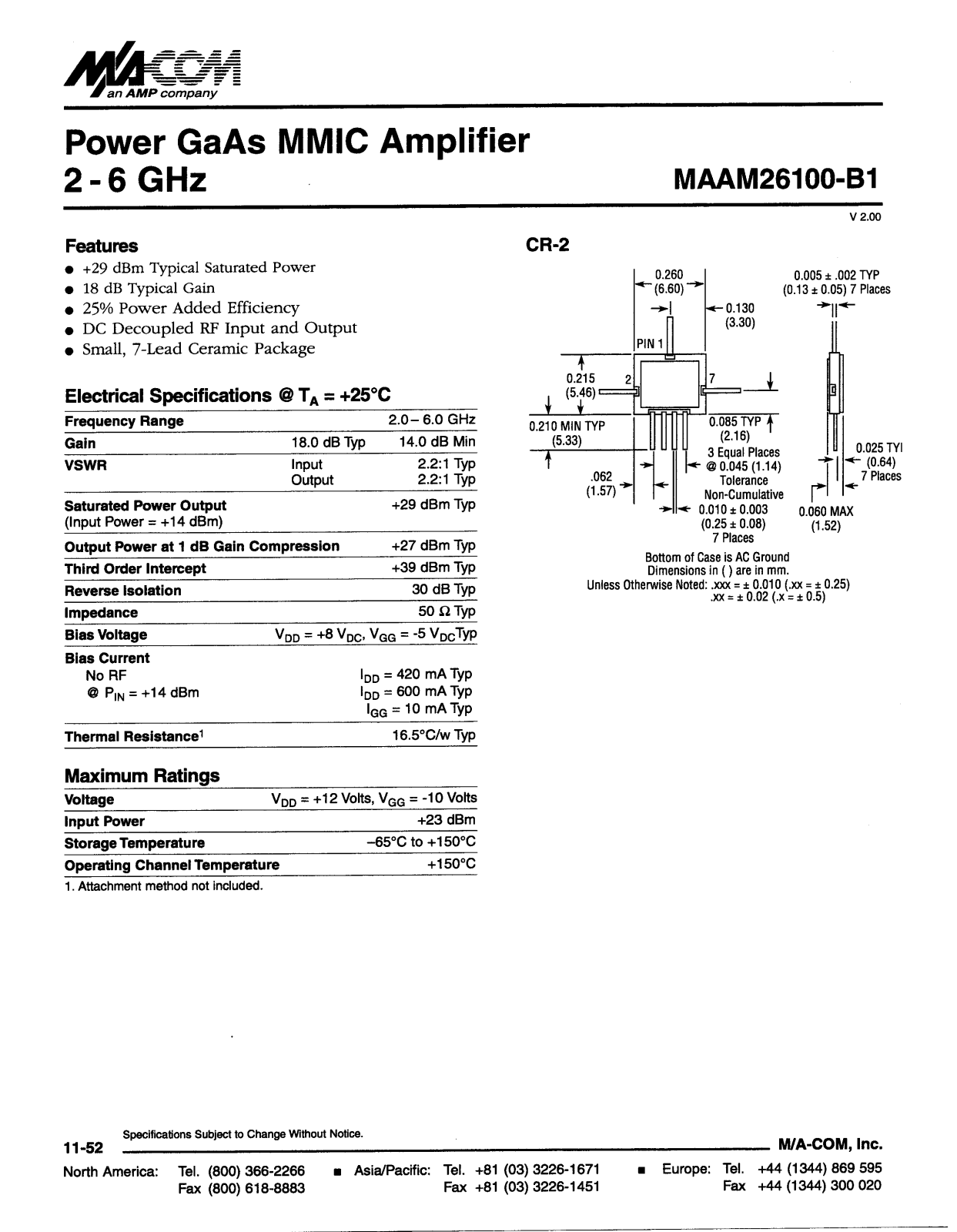 M A COM MAAM26100-B1 Datasheet