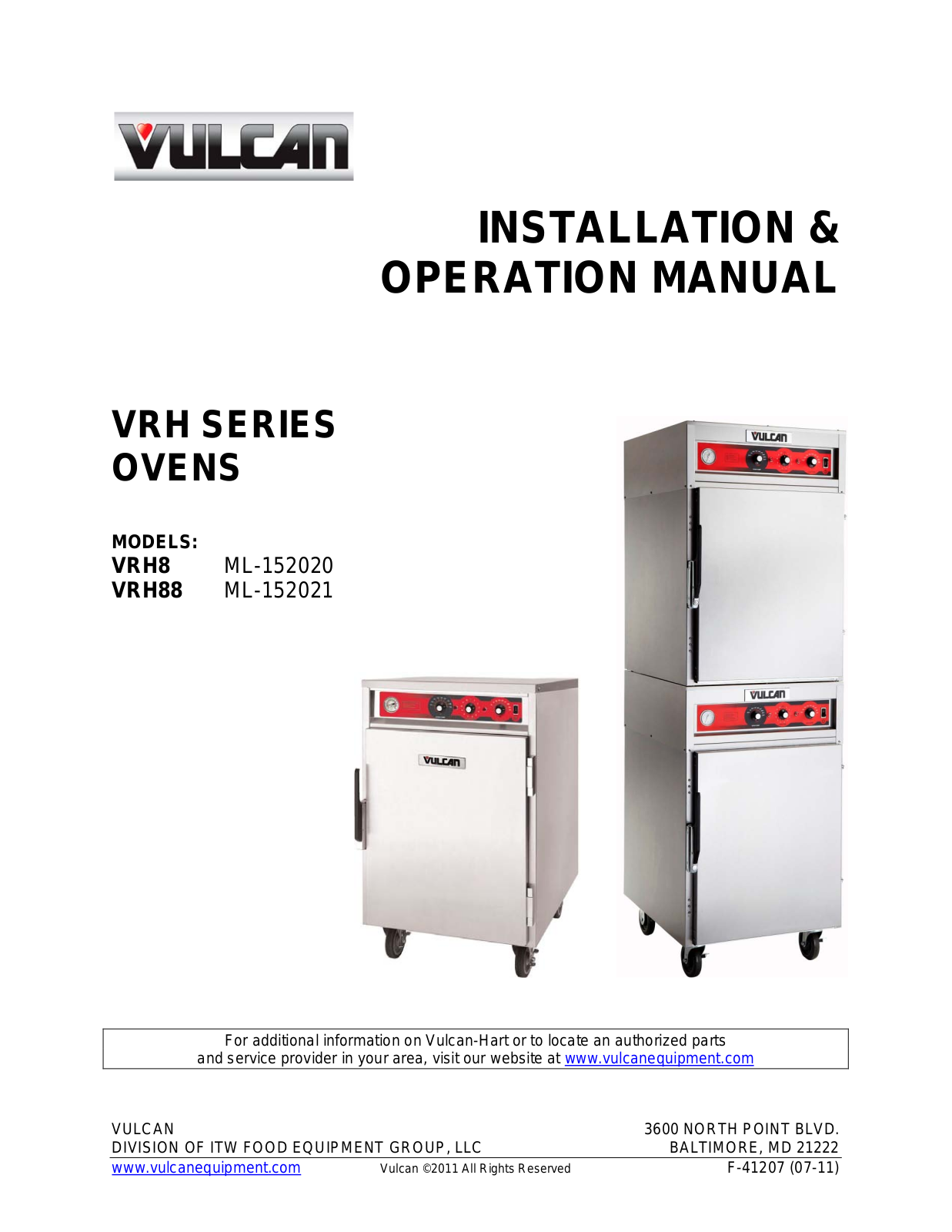 Vulcan Materials VRH8, VRH88, ML-152020, ML-152021 User Manual