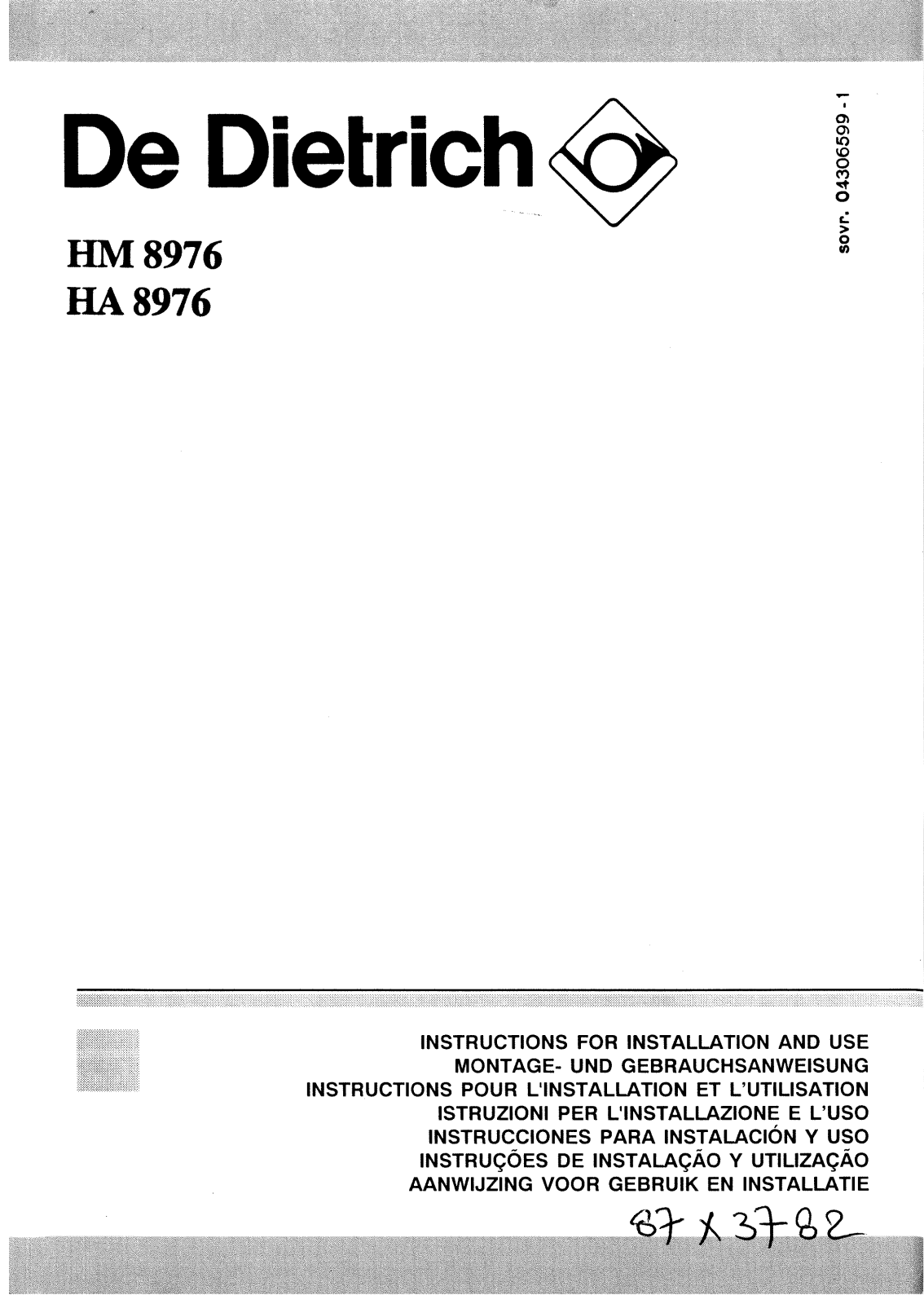 De dietrich HA8976, HM8976 User Manual