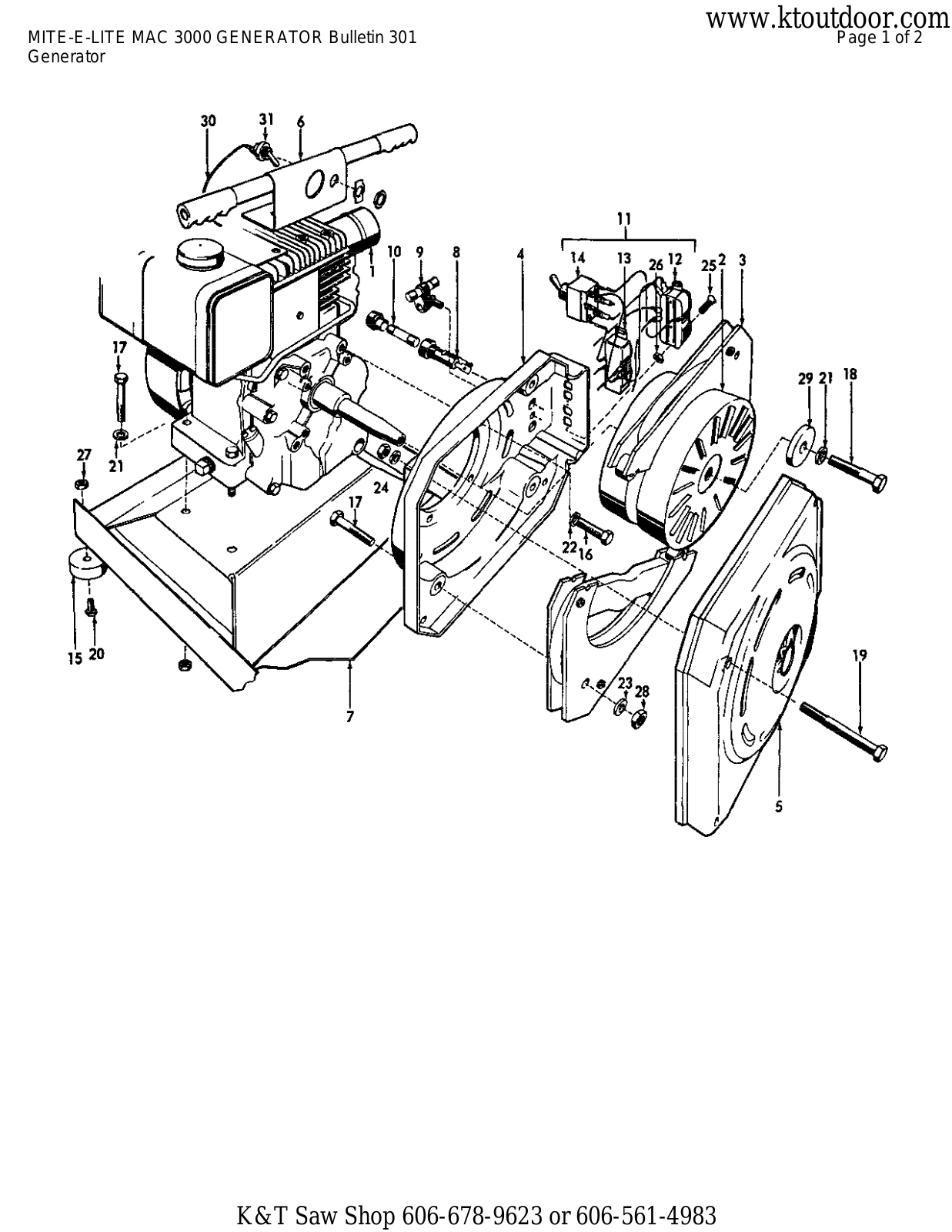 McCulloch MITE-E-LITE-MAC-3000-GENERATOR-Bulletin-301 Repair Manuals - ManualMachine.com