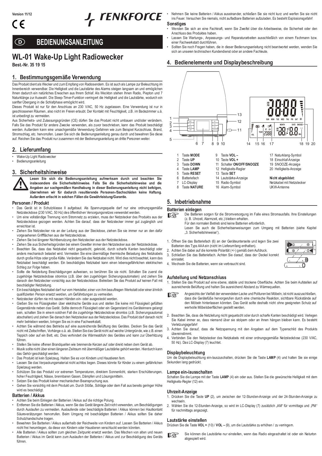 Renkforce 35 19 15 Operating Instructions