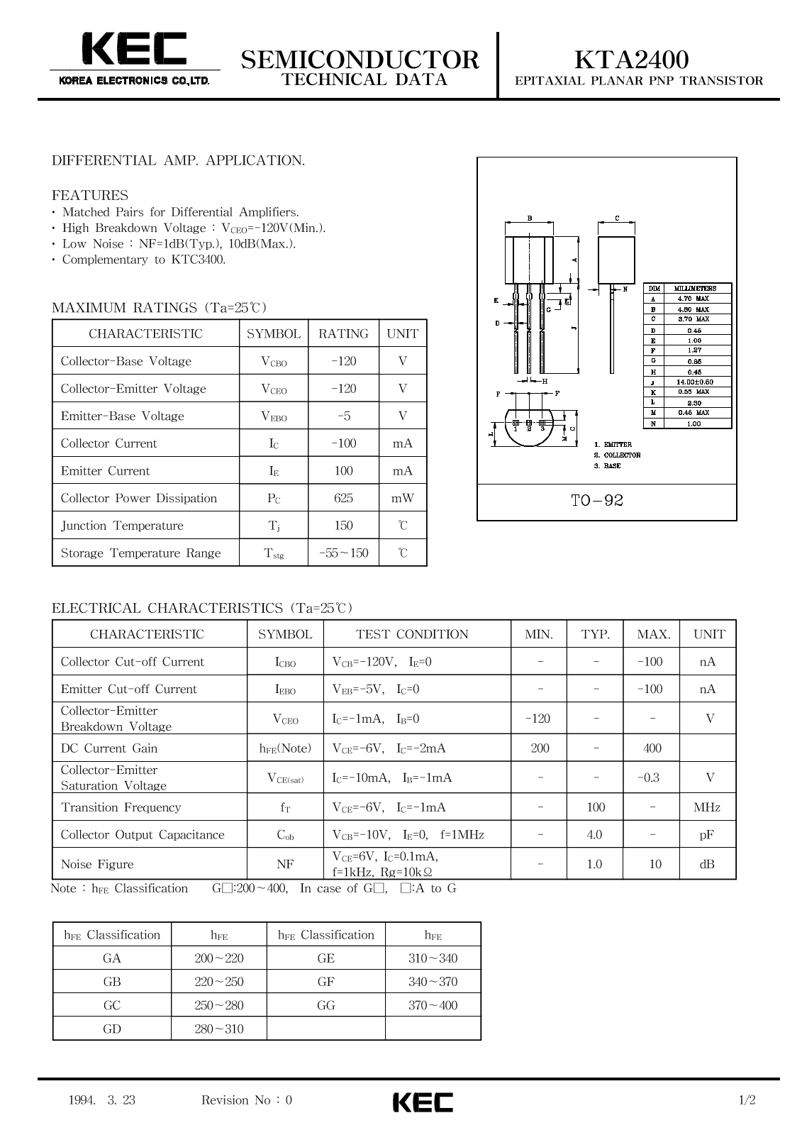 KEC KTA2400 Datasheet