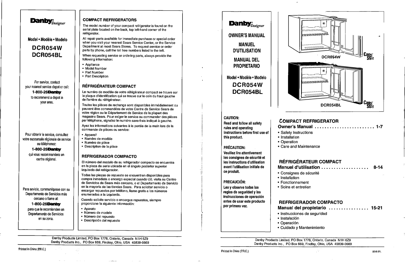 Danby DCR054W Owner's Manual