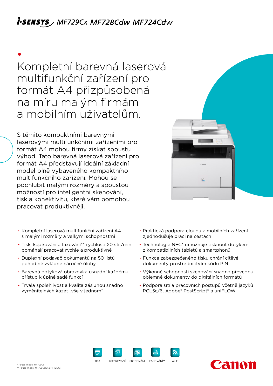 Canon I-SENSYS MF729CX, I-SENSYS MF728CDW, I-SENSYS MF724CDW BROCHURE