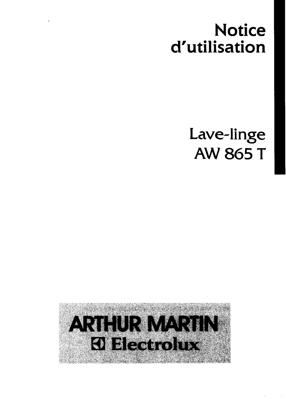 Arthur martin AW865T User Manual