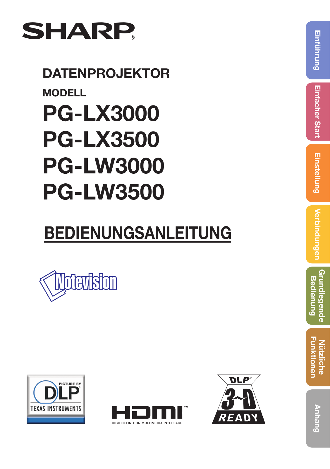 Sharp PG-LW3000, PG-LX3000, PG-LW3500, PG-LX3500 User Manual