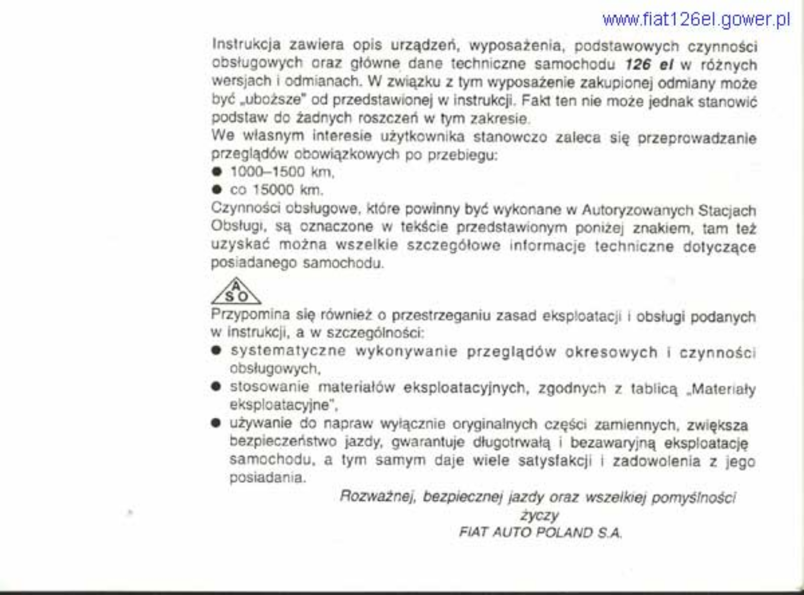 Fiat 126 EL User Manual