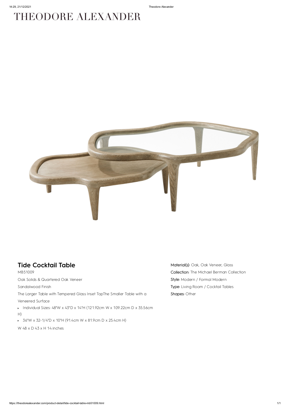 Theodore Alexander FPLJ2355 Specifications - ManualMachine.com