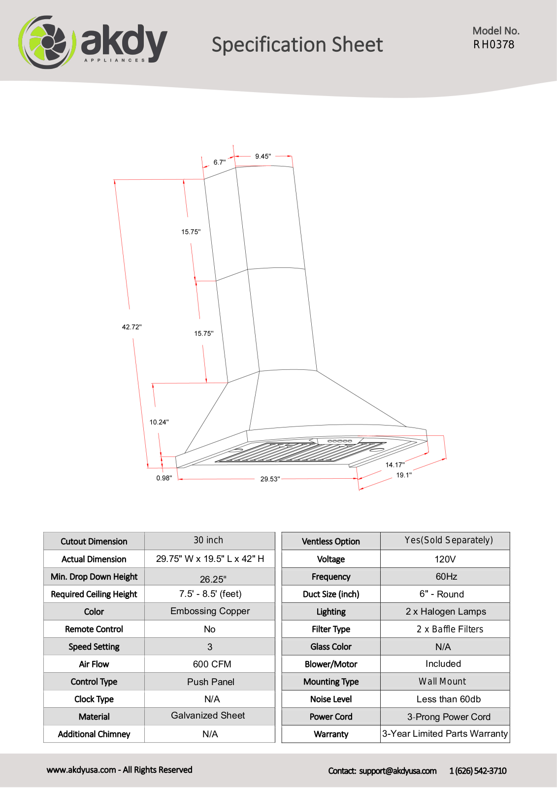 AKDY RH0378 Specifications