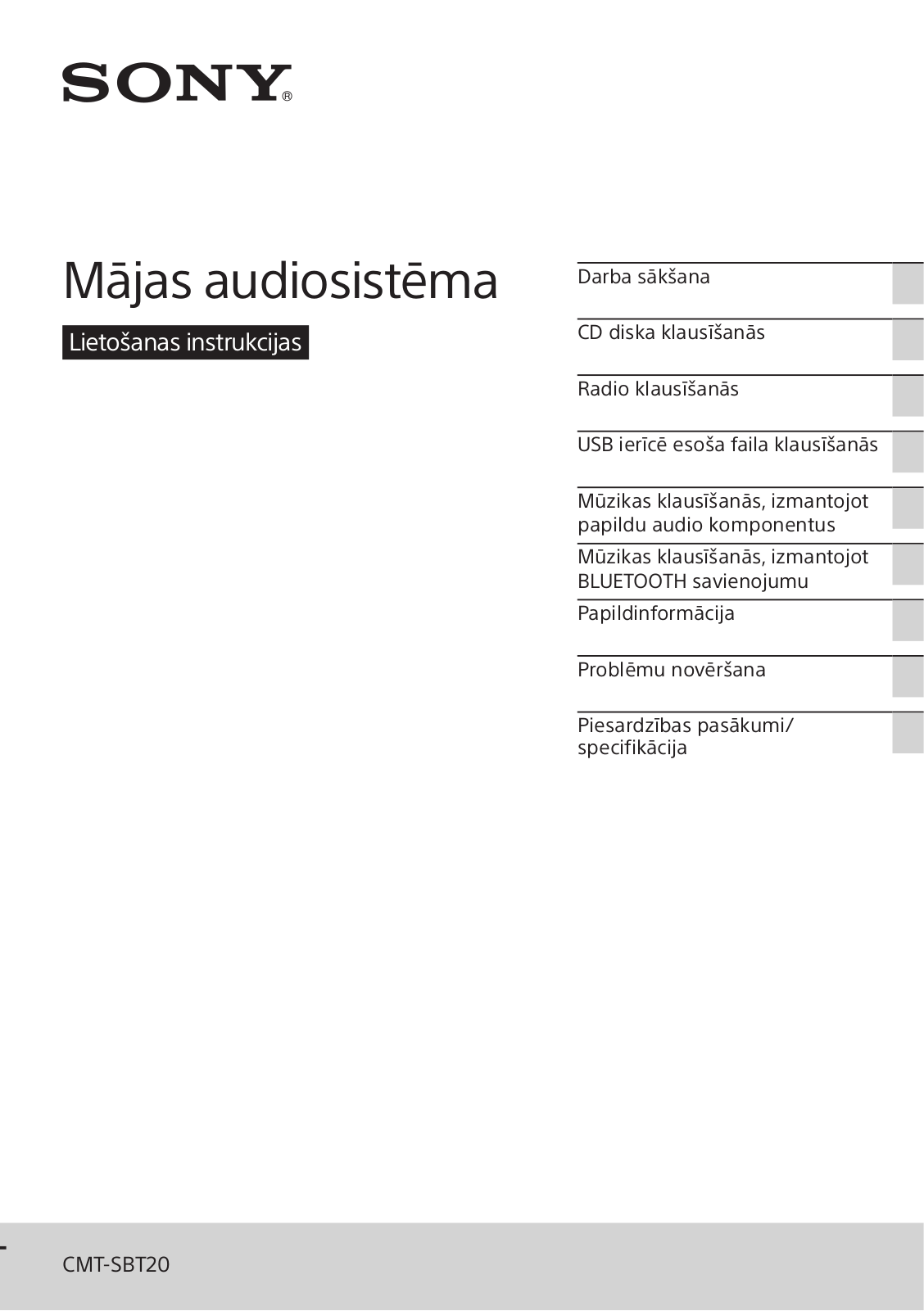 Sony CMT-SBT20 User Manual