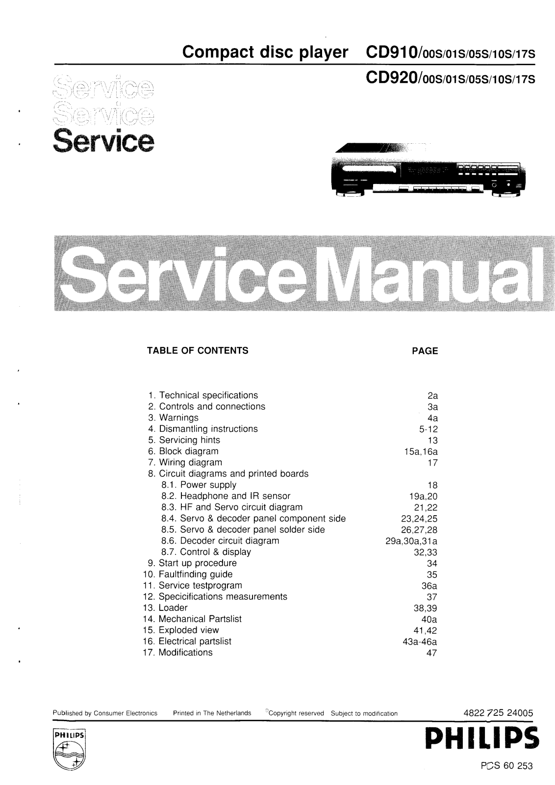 Philips CD-910, CD-920 Service manual