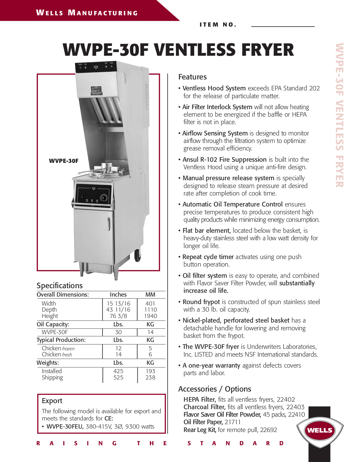 Wells WVPE-30F User Manual