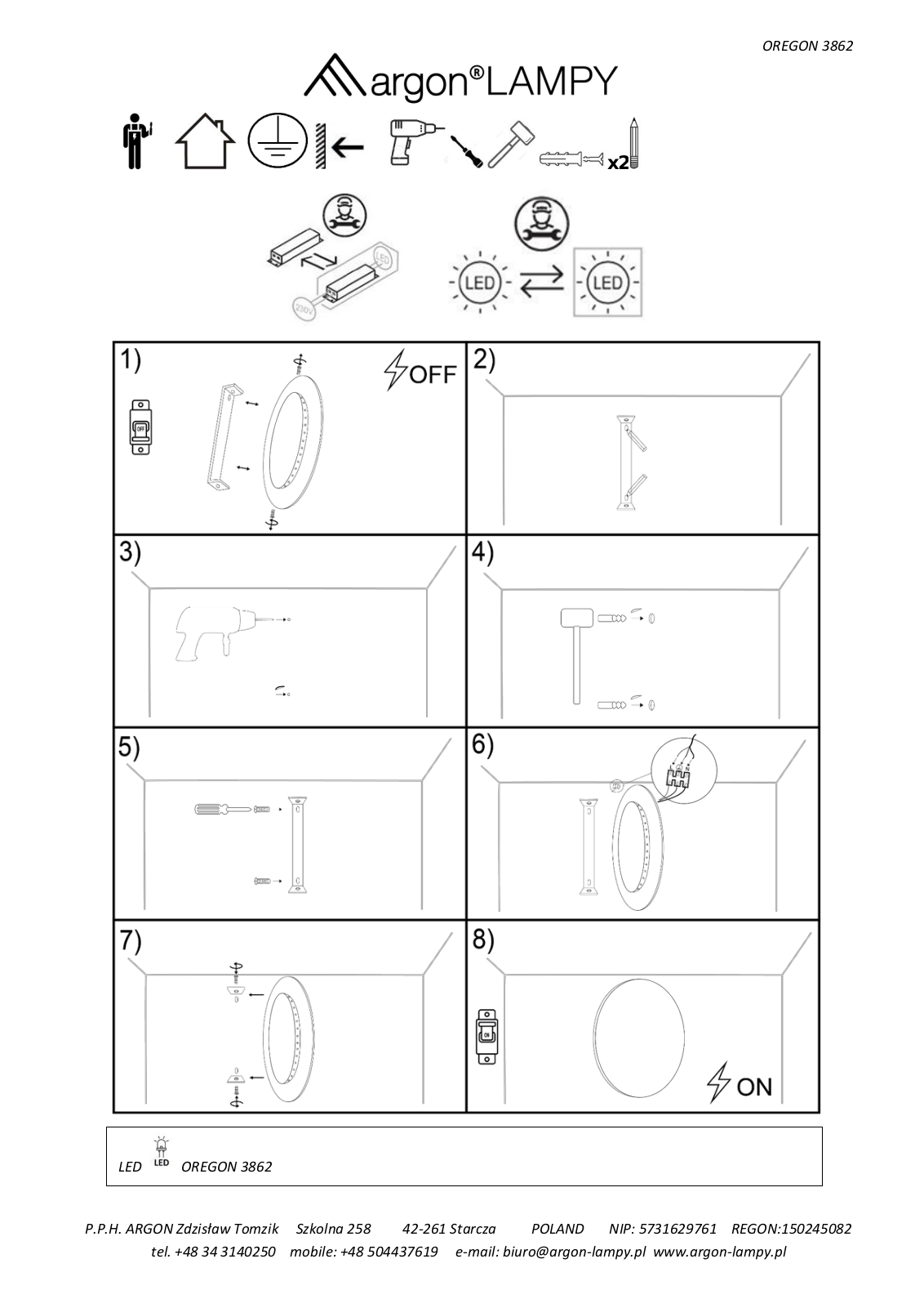 Argon Oregon 3862 Installation/Assembly Instructions - ManualMachine.com