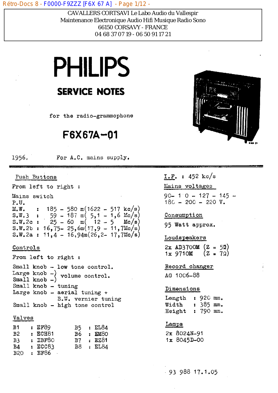 Philips f6x 67 a Datasheet - ManualMachine.com