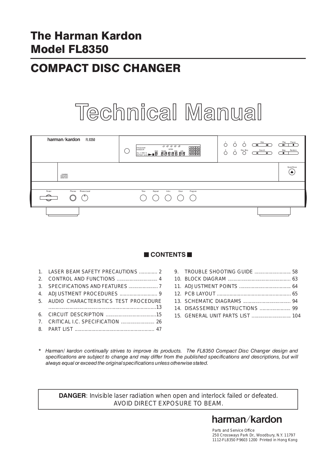 Harman Kardon FL8350 Technical Manual