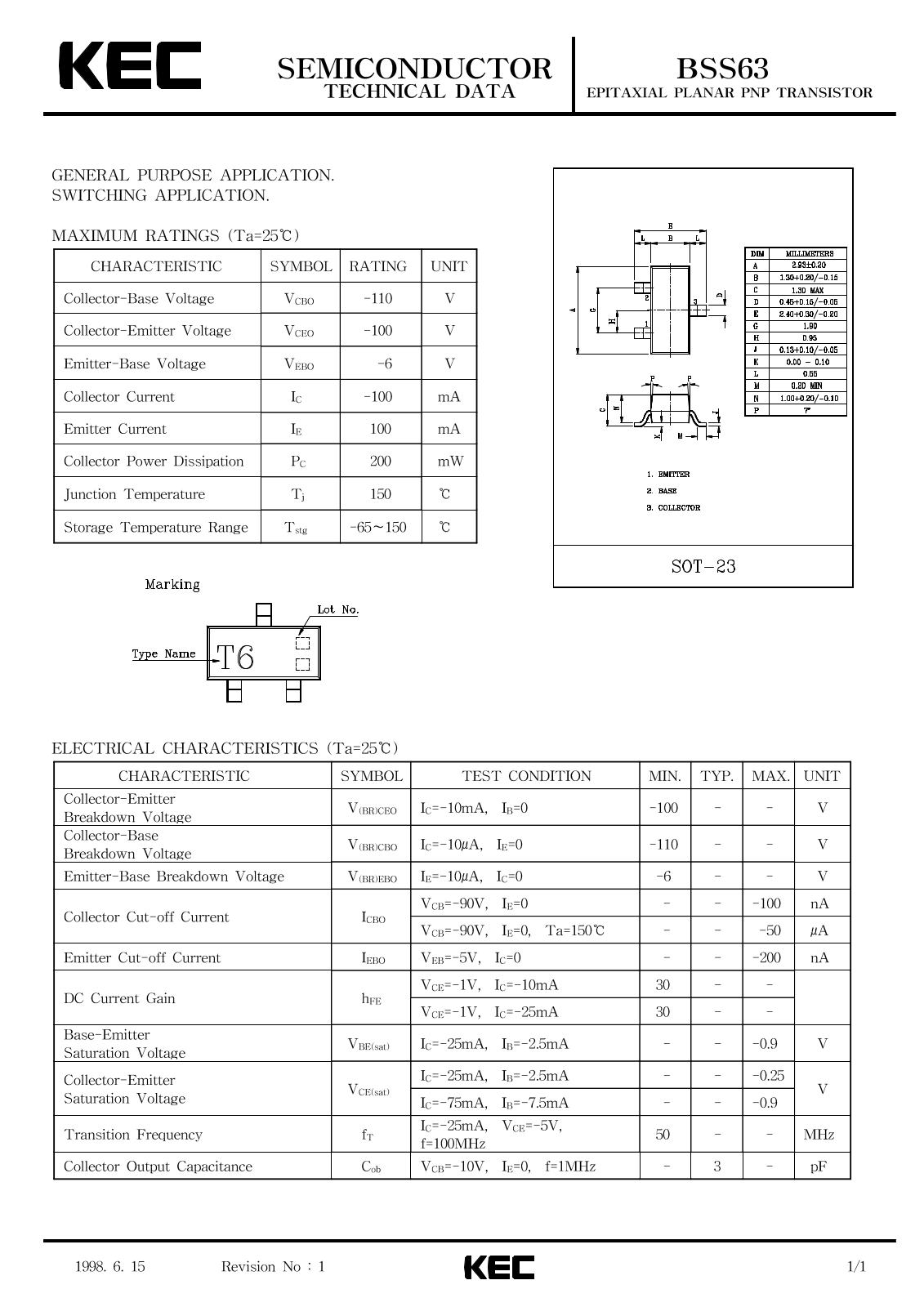 KEC BSS63 Schematic