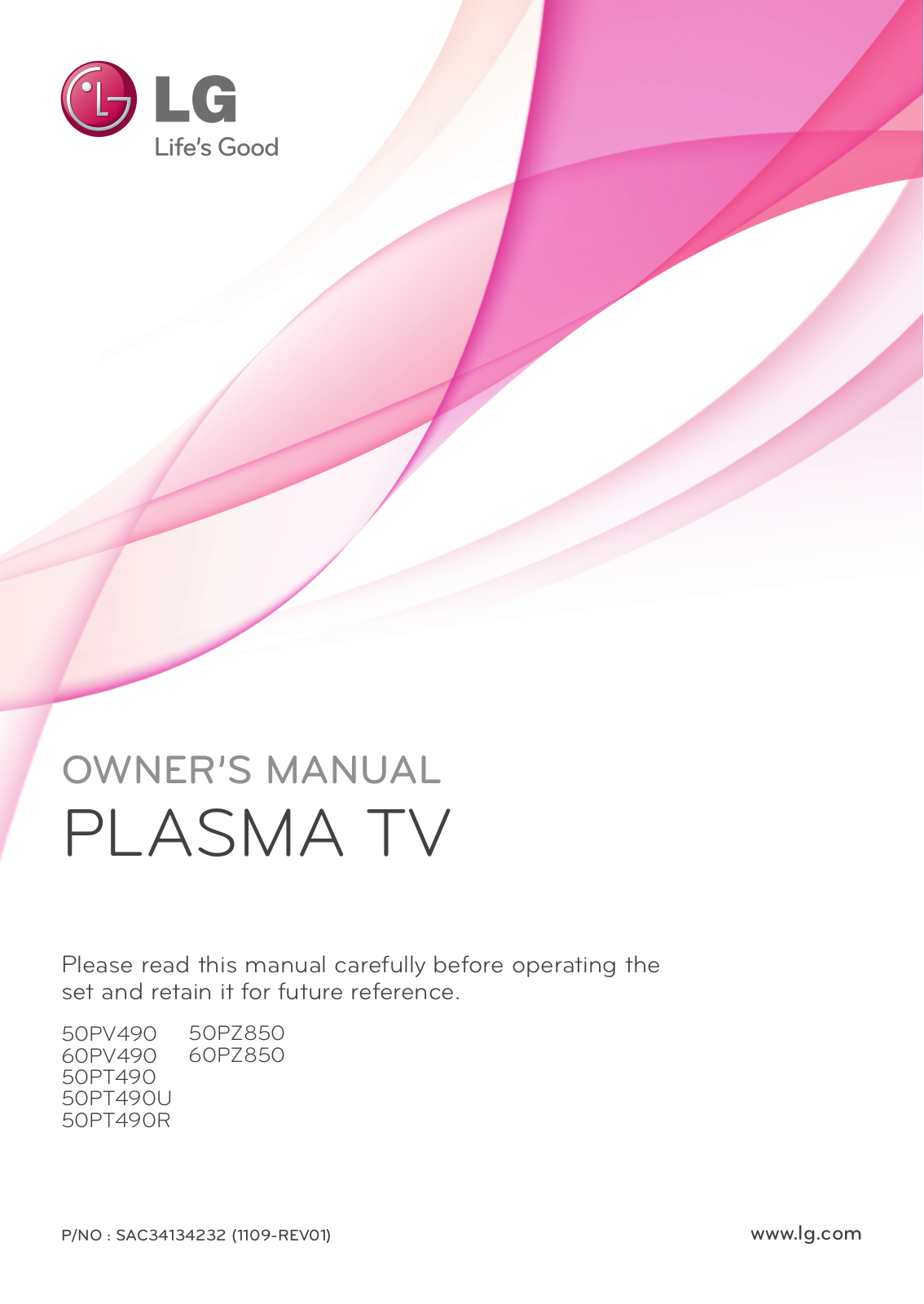 LG 60PV490 User Manual