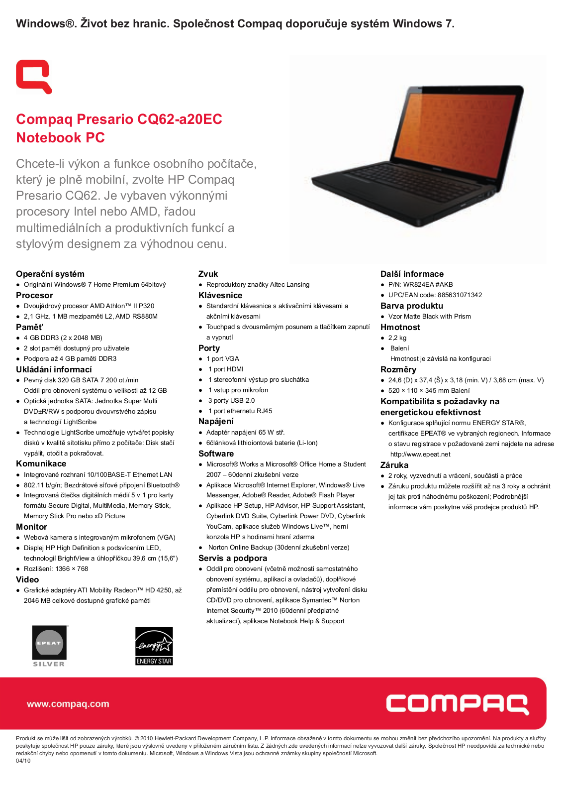 HP Compaq Presario CQ62-a20 User Manual