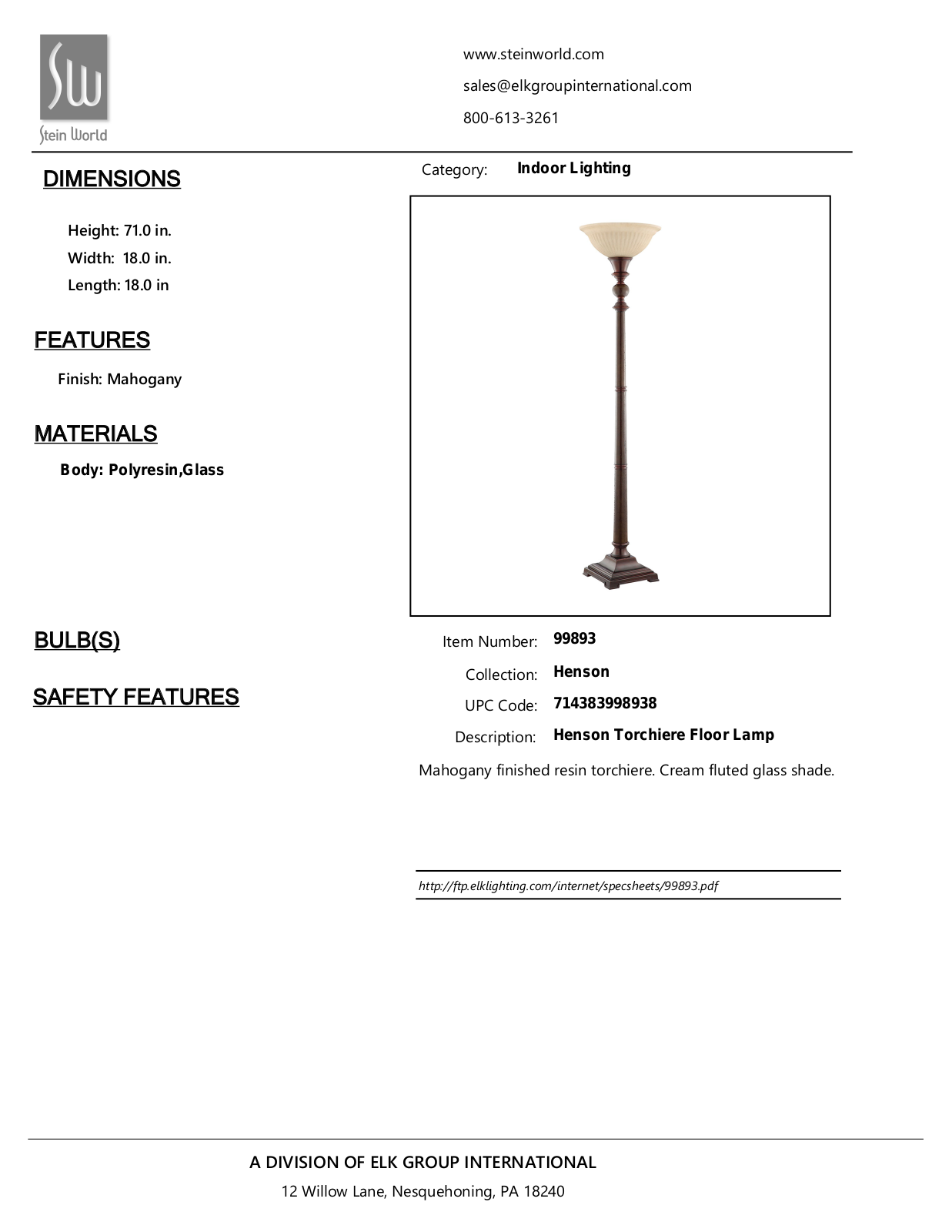 Stein World 99893 Specifications - ManualMachine.com