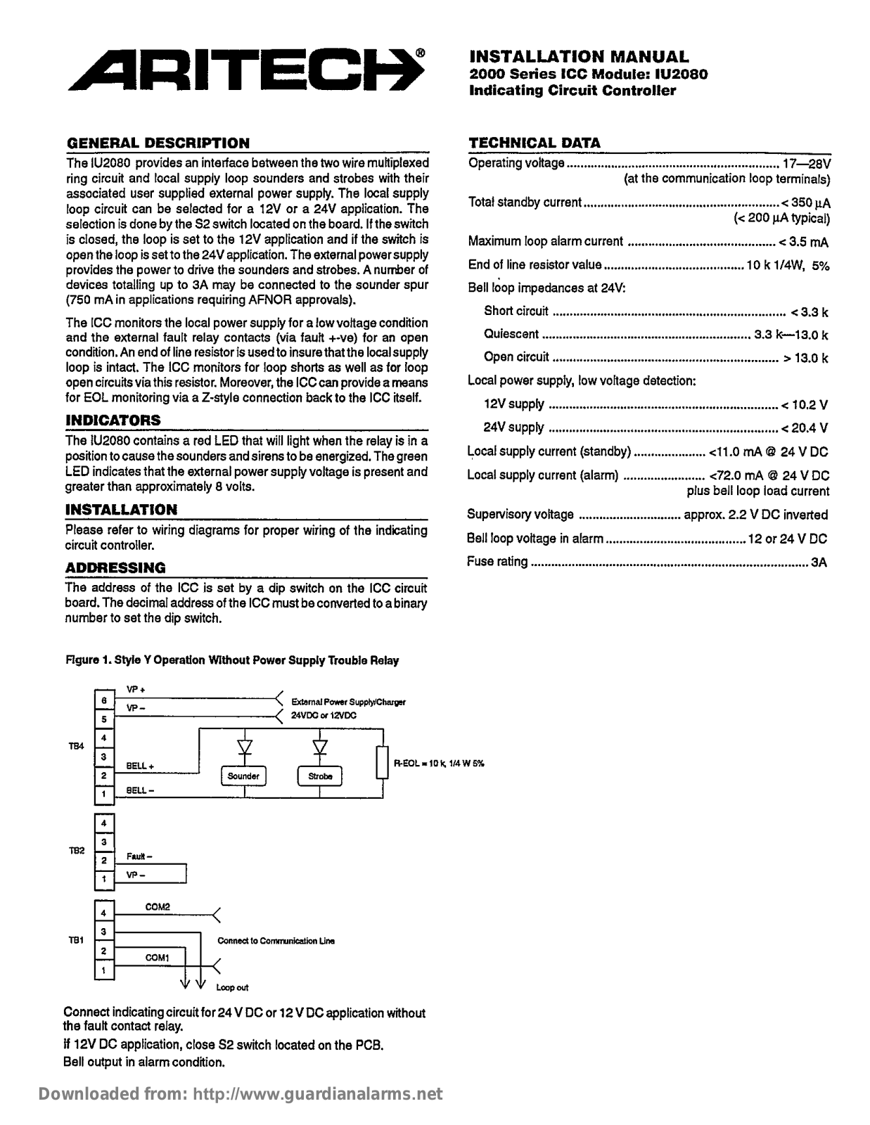 Aritech IU2080 Installation Manual