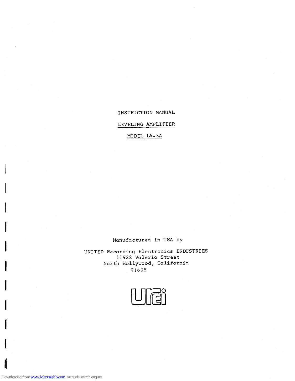 Teletronics International LA-3A Instruction Manual