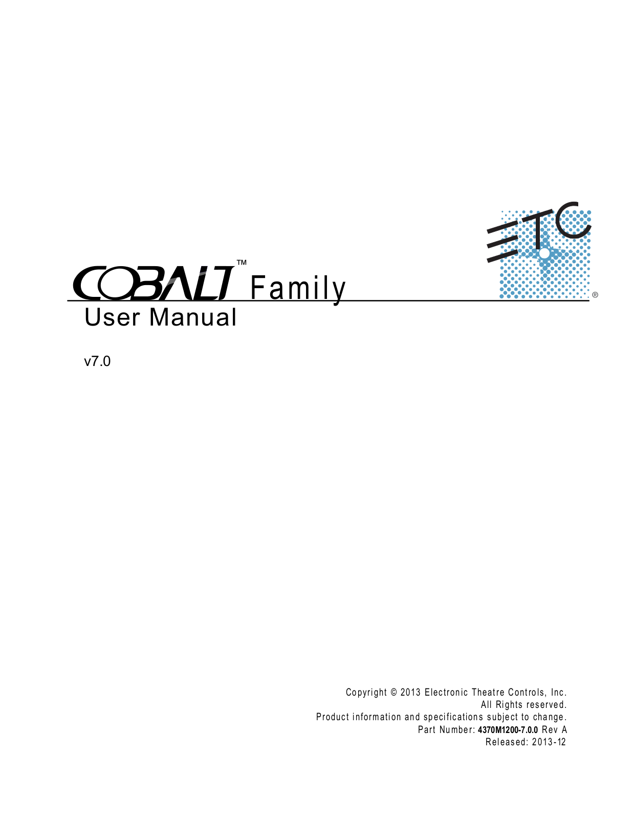 ETC Cobalt Family User Manual