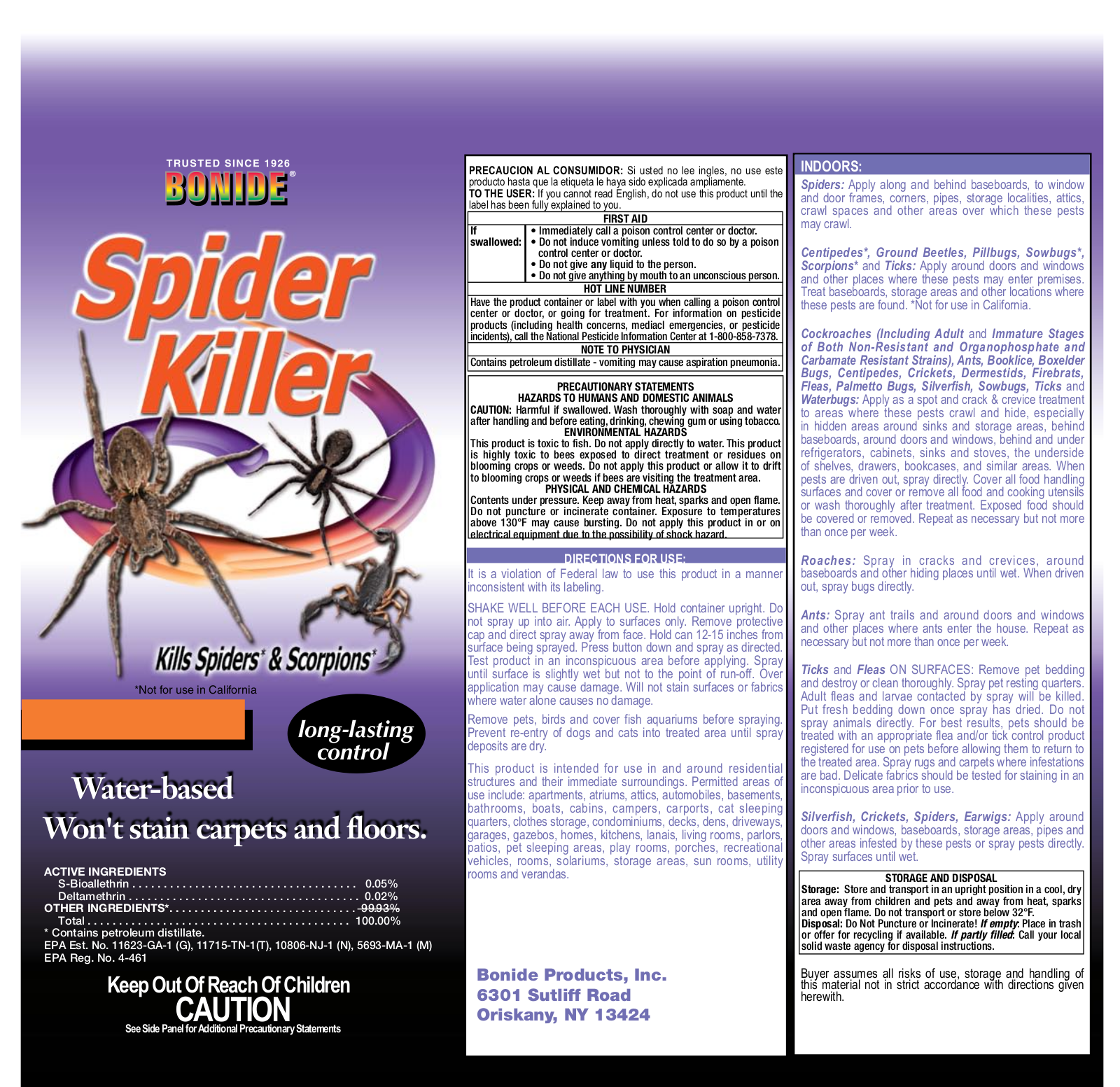 Bonide Spider Killer Aerosol User Manual