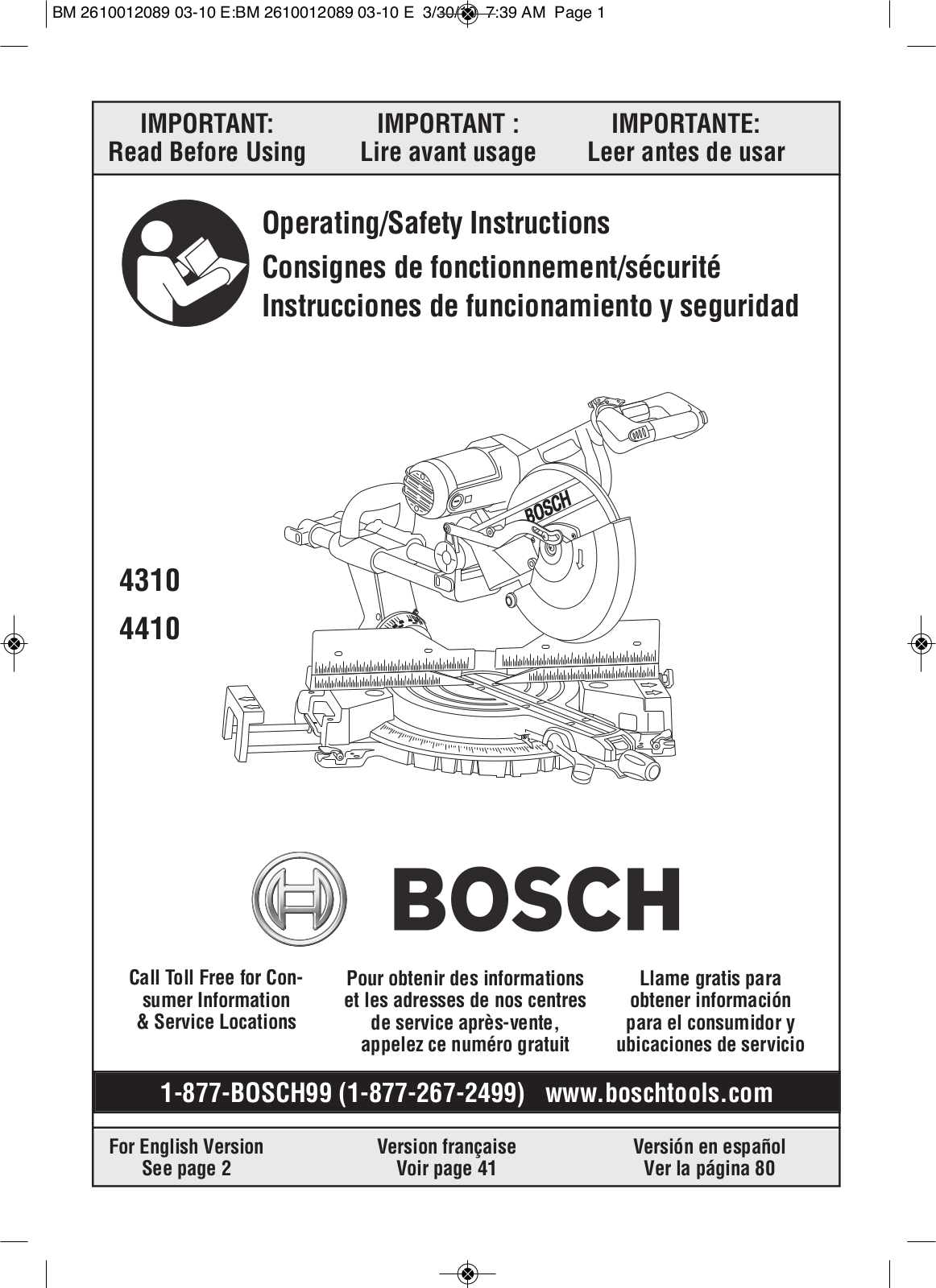 Bosch 4410, 4310 User Manual