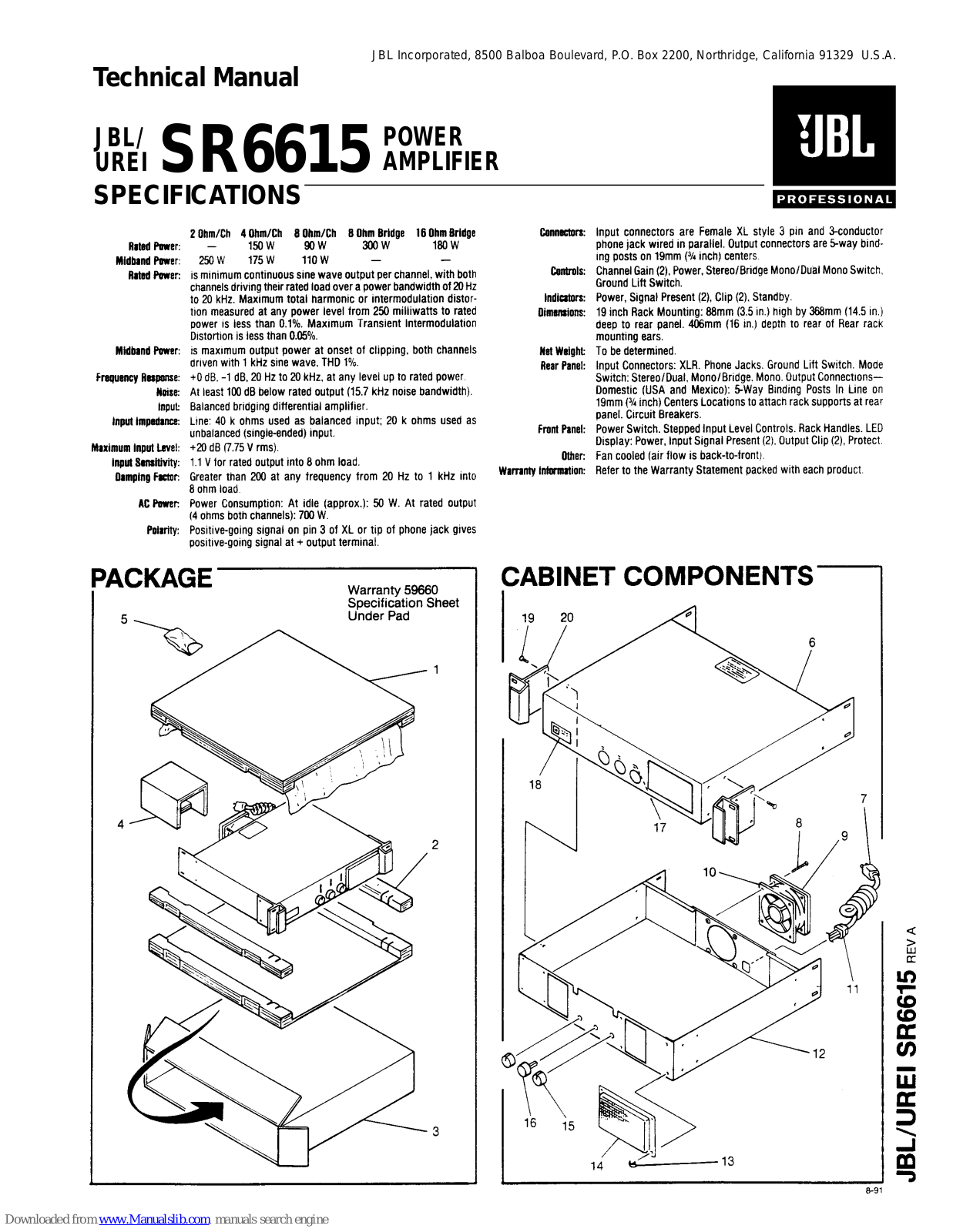 JBL SR6615 Technical Manual