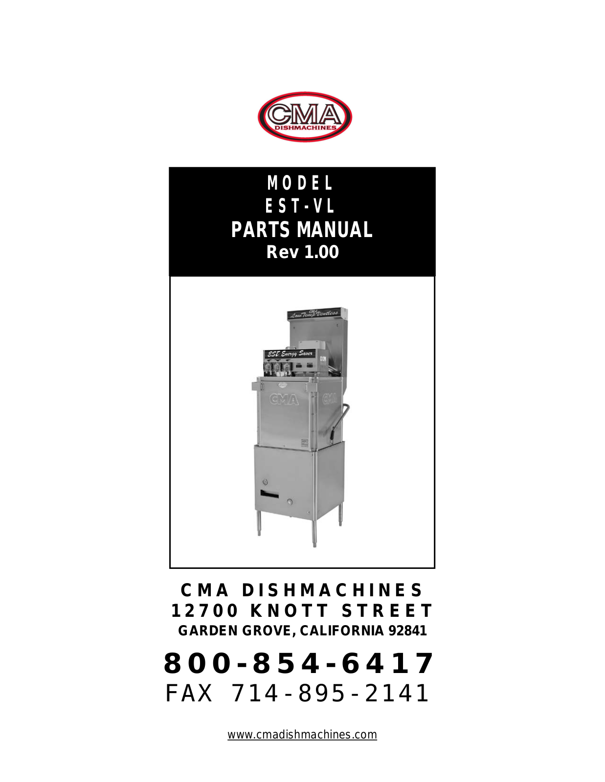 CMA Dishmachines CMAESTVL User Manual