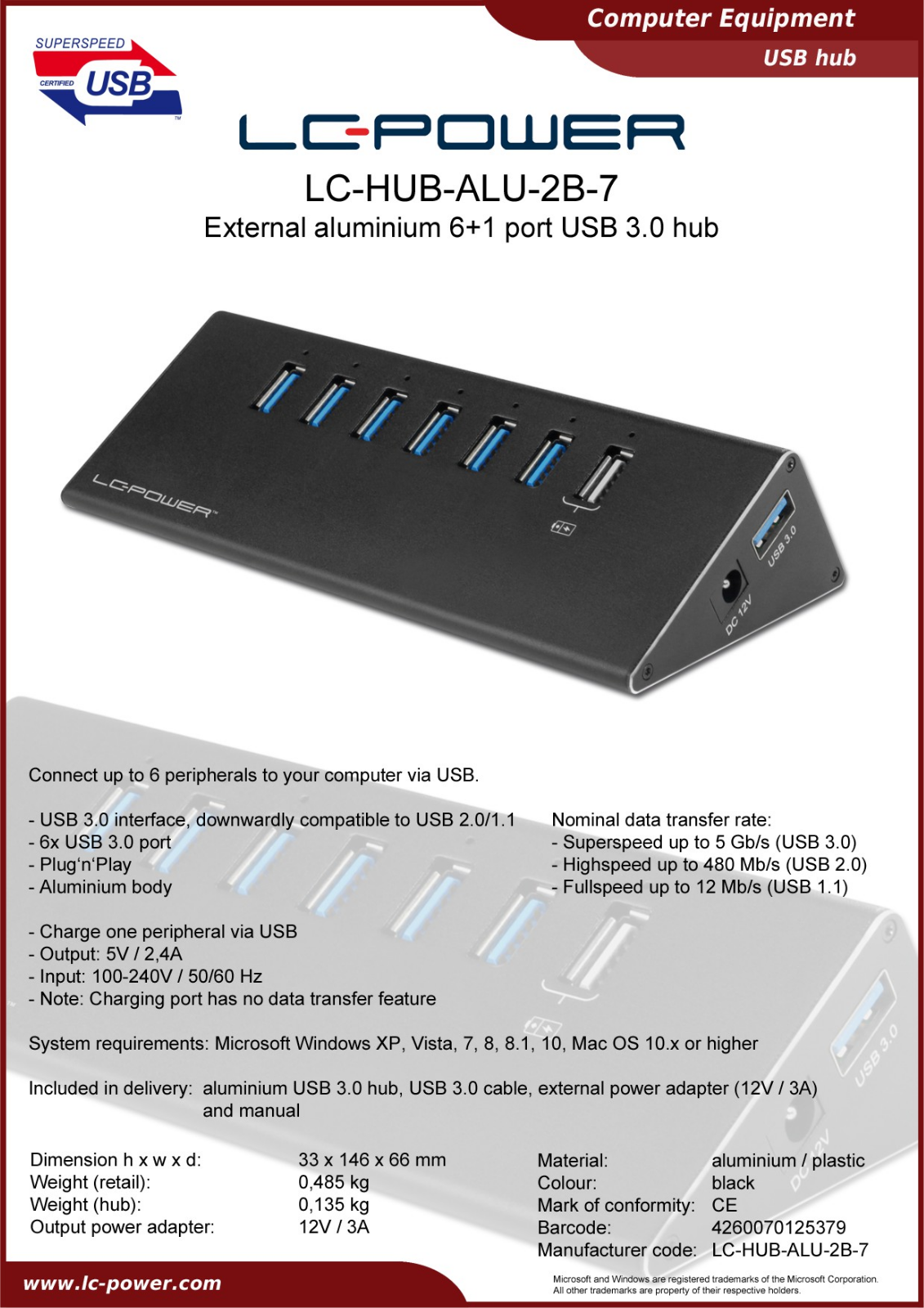 LC-Power LC-HUB-ALU-2B-7 User Manual