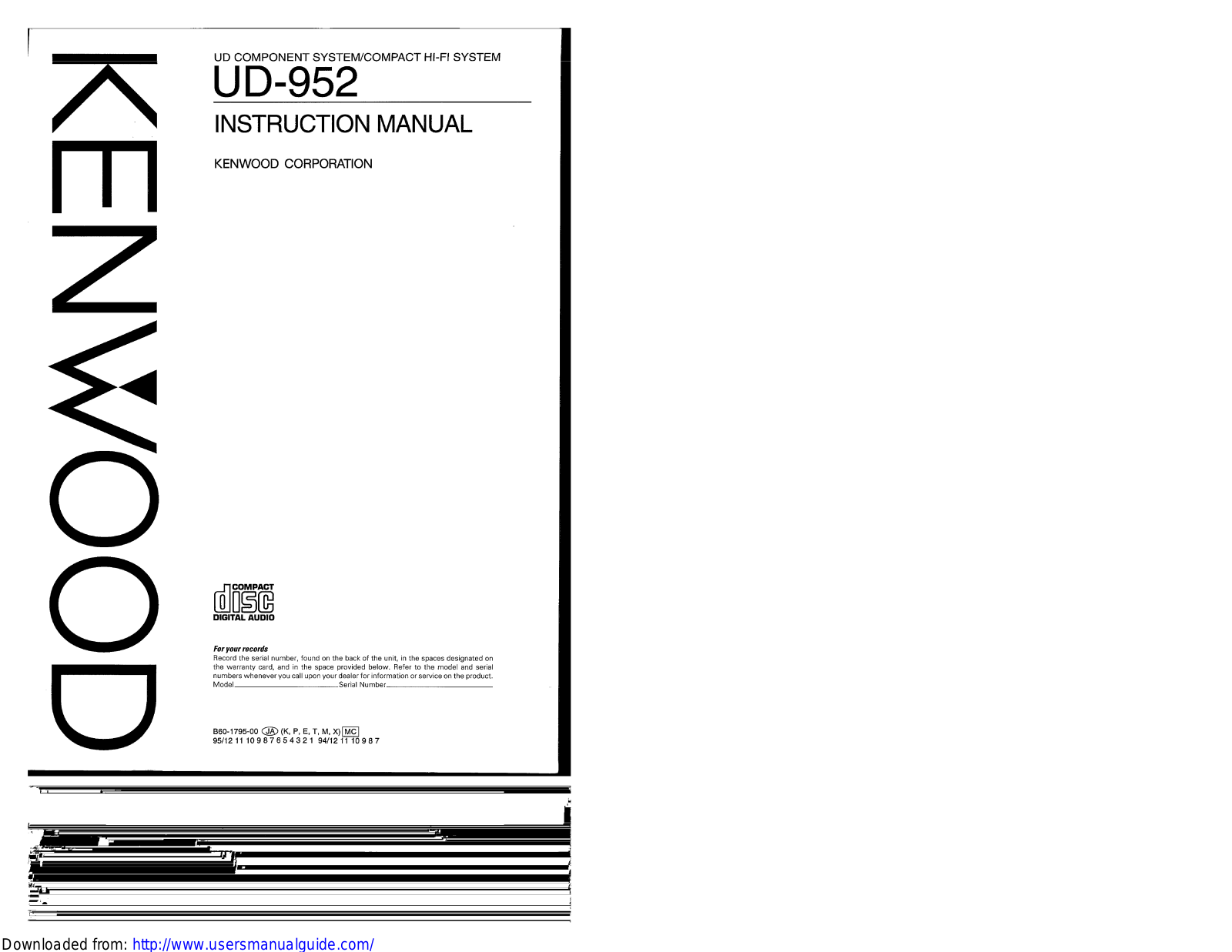 KENWOOD X-E9, LS-E9, DP-ME9, C-E9L, C-E9 User Manual