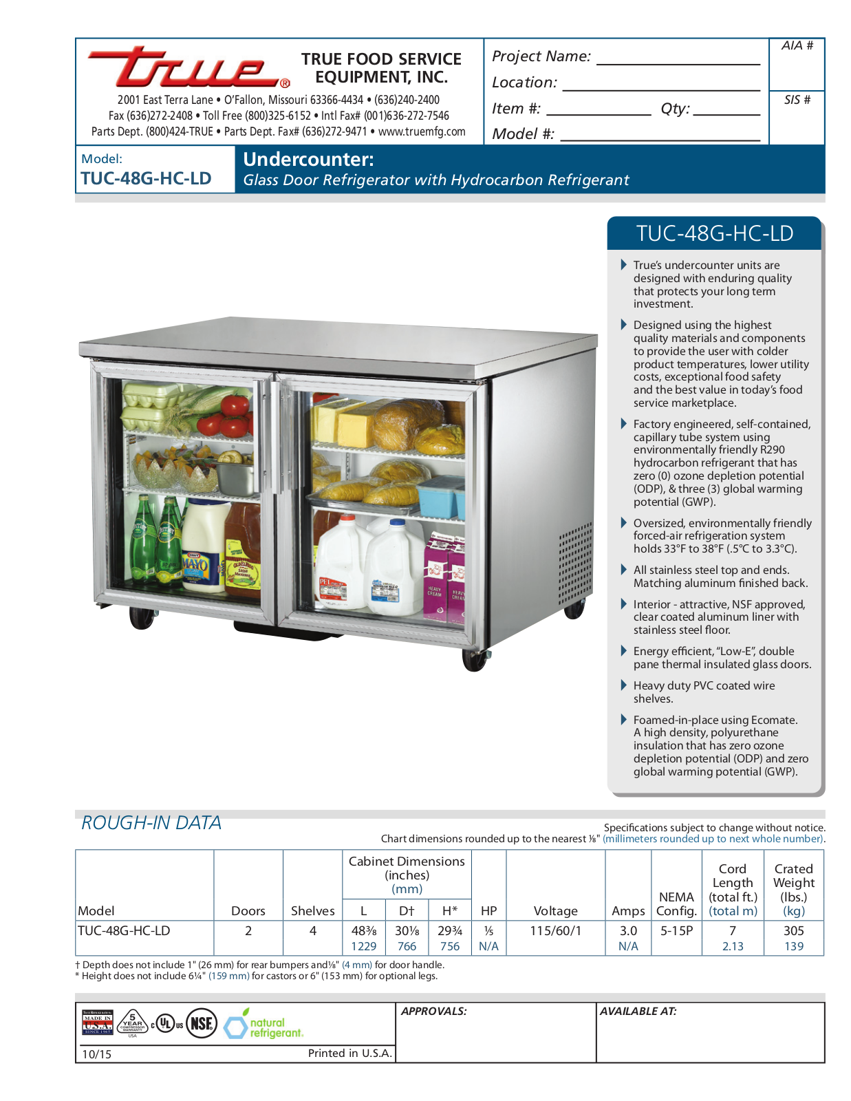 True TUC-48G-HC-LD User Manual