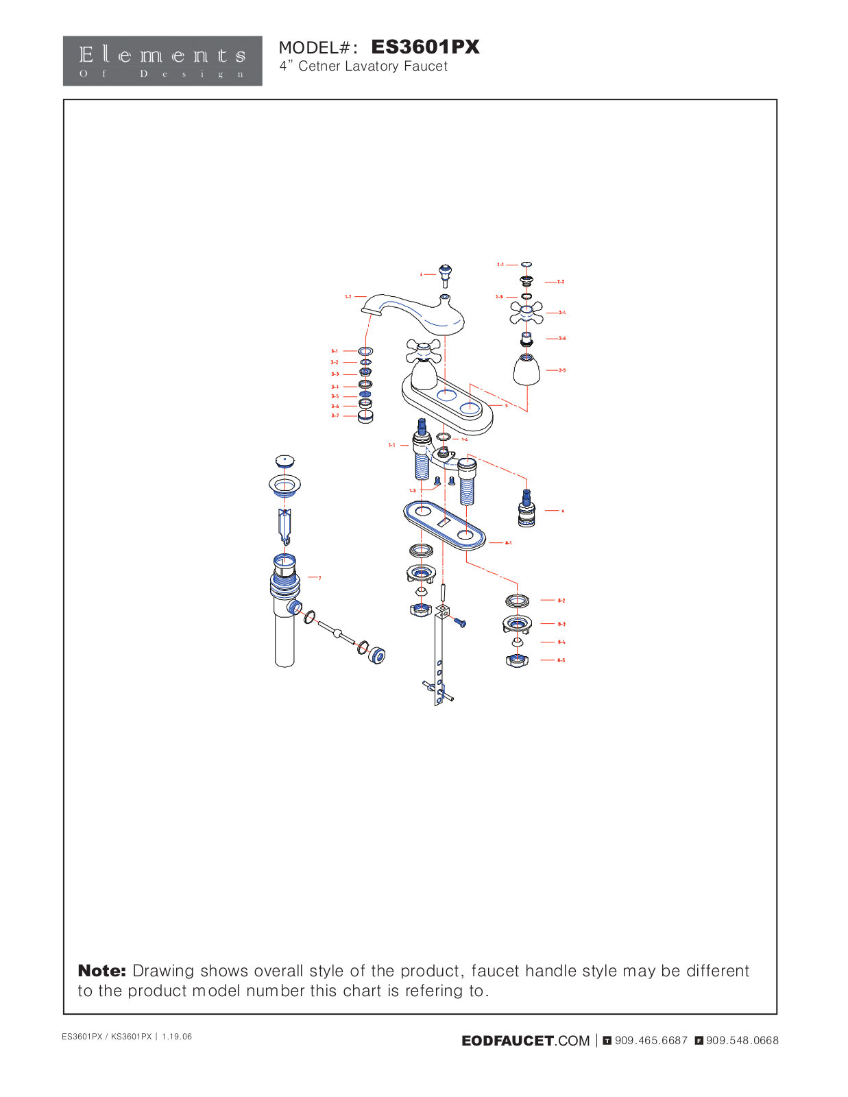 Elements of Design EDE1079 Service Parts - ManualMachine.com