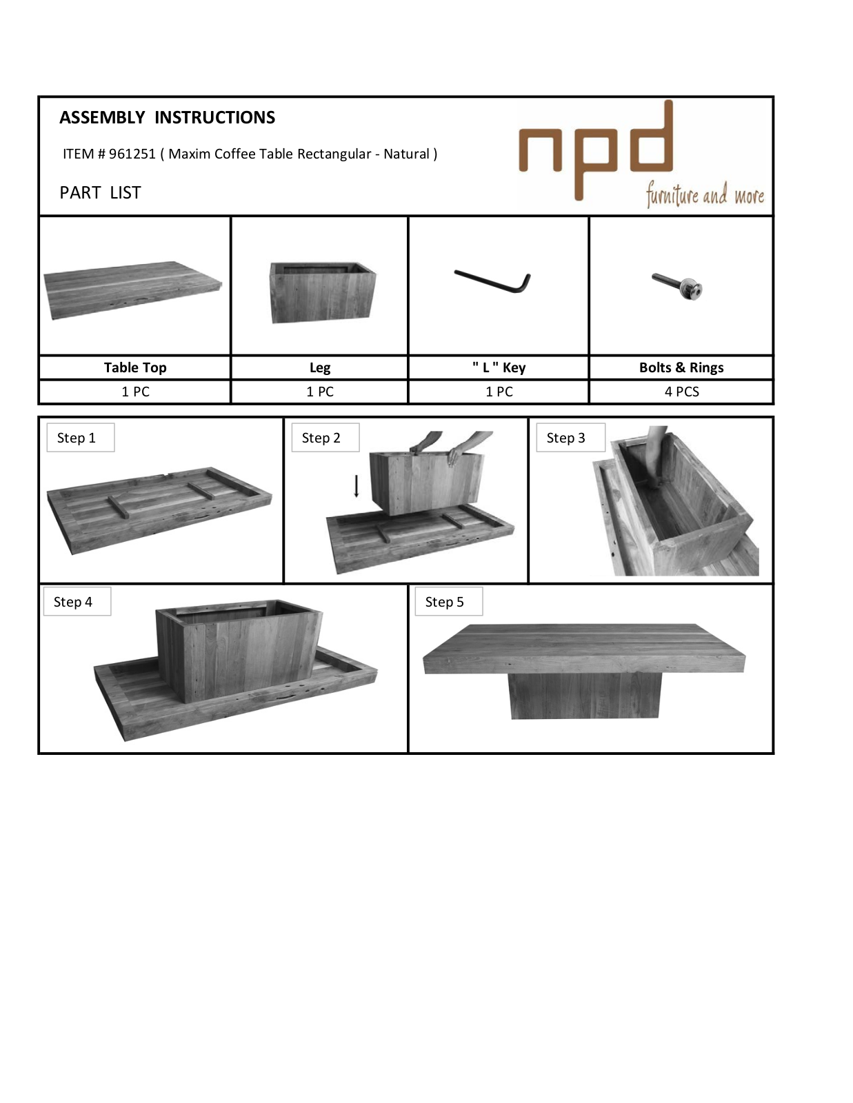 New Pacific Direct 961251 User Manual