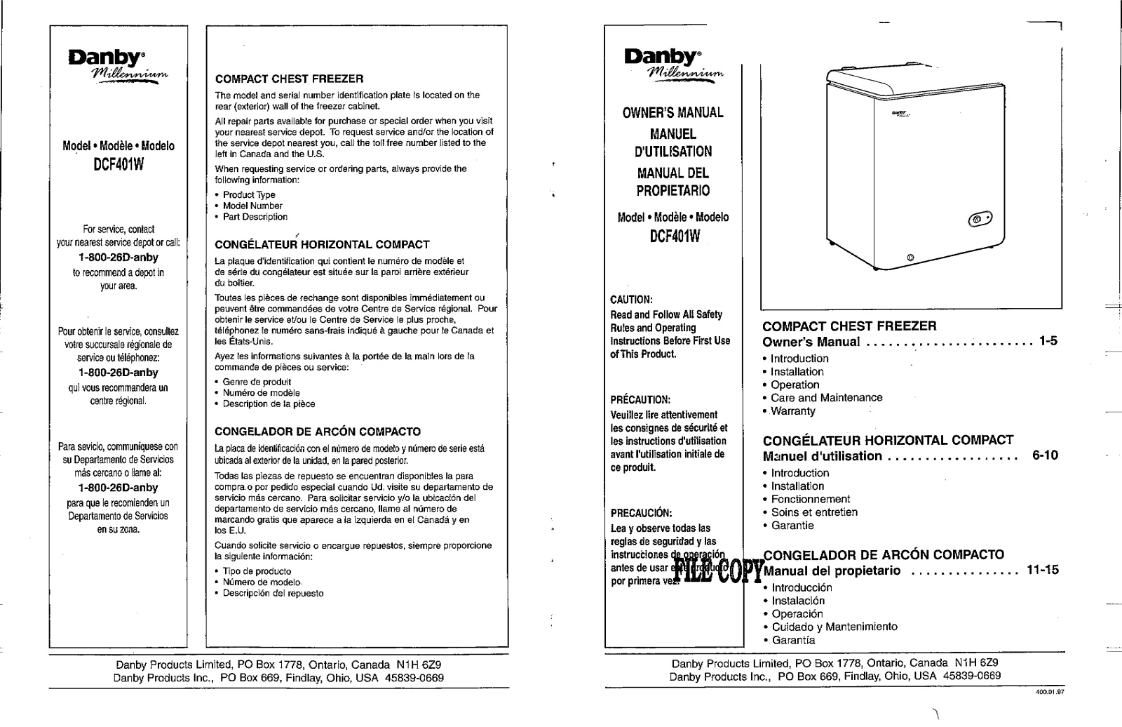 Danby DCF401W User Manual