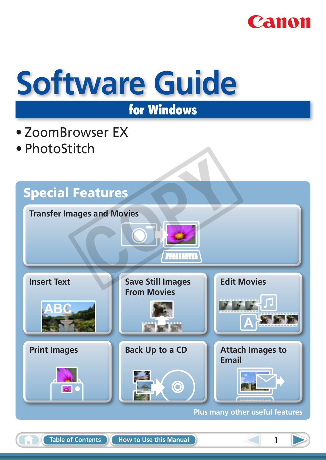 Canon DC10, DC22, DC220, DC330, DC40 Instruction Manual for Windows