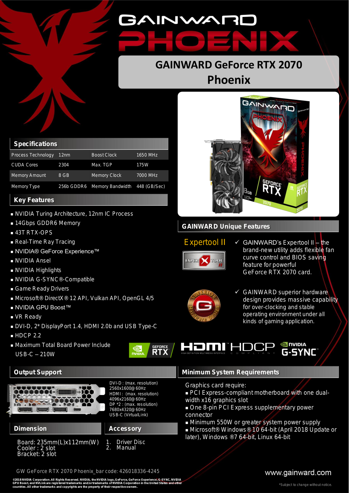 Gainward RTX 2070 Phoenix V1 User Manual