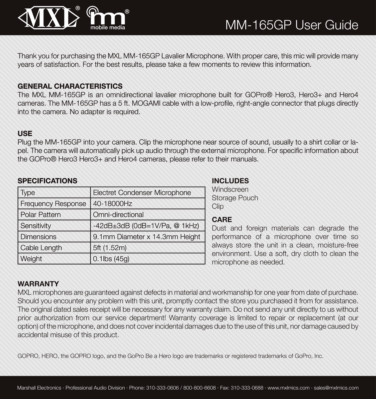 Marshall MM-165GP User guide - ManualMachine.com