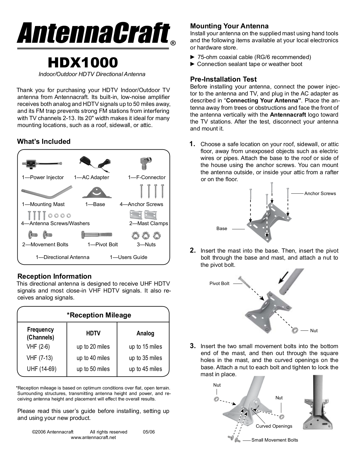 Antennacraft HDX1000 User Manual