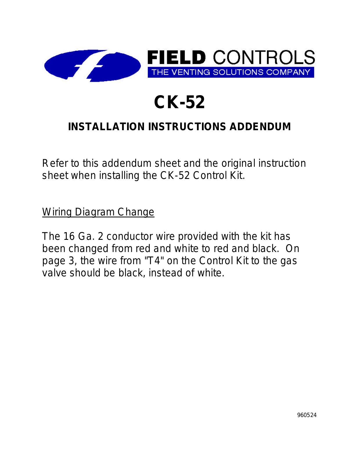 Field Controls 960524 User Manual