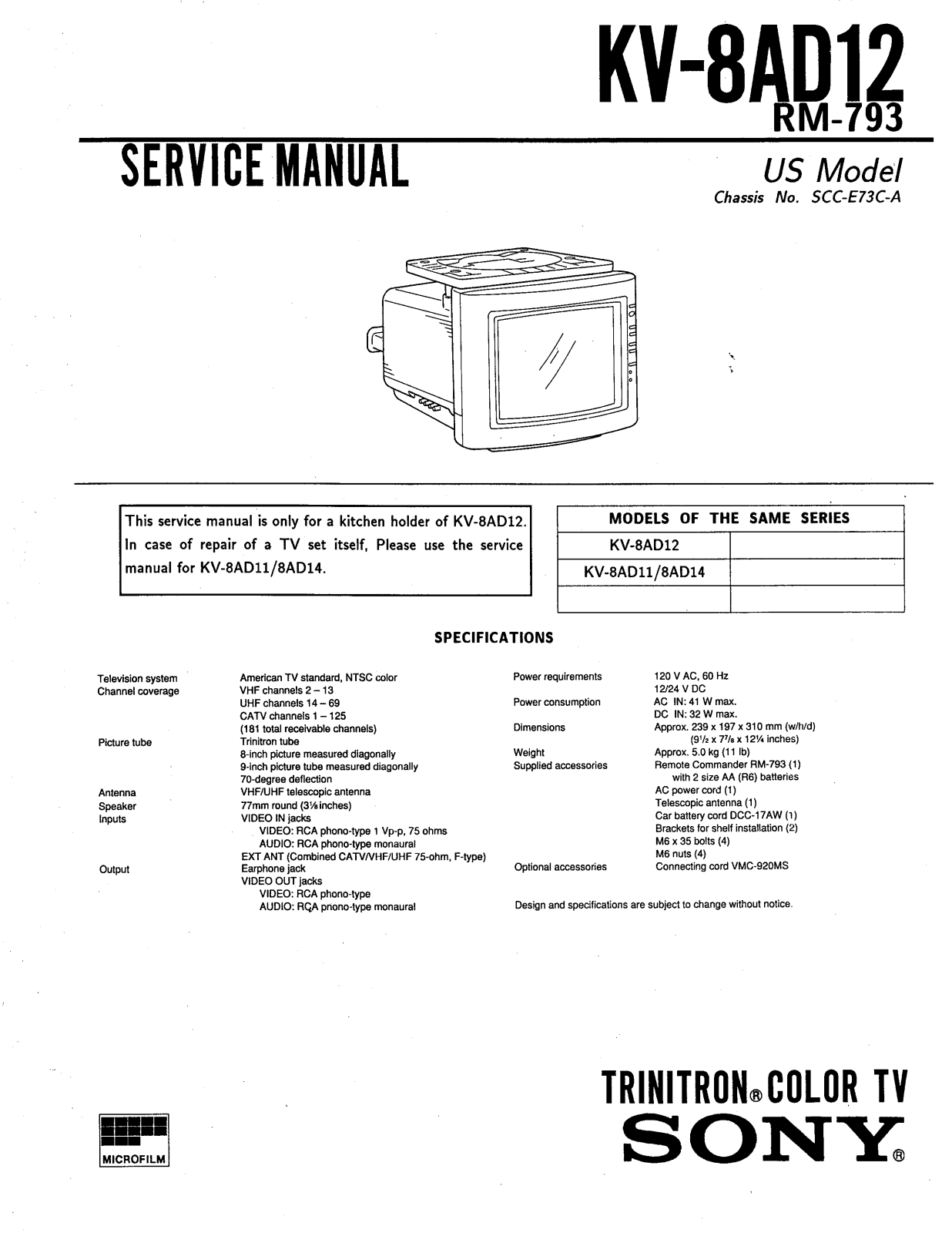 Sony SCC-E73C-A Service Manual